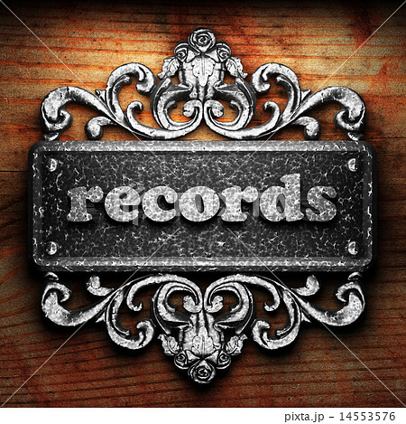 records word of iron on wooden background 14553576