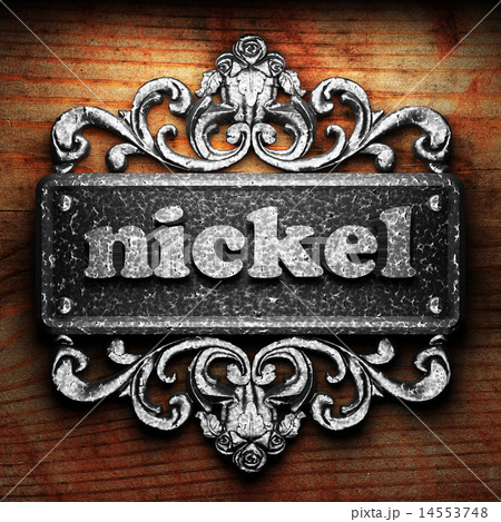nickel word of iron on wooden background nickel word of iron on wooden background 14553748