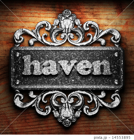 haven word of iron on wooden background 14553895
