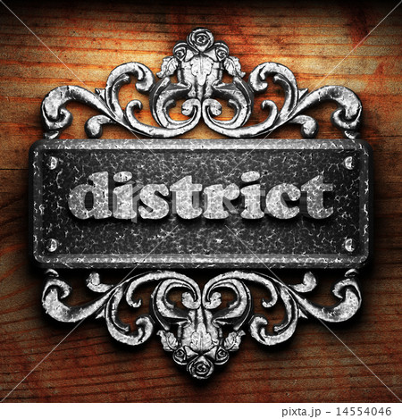 district word of iron on wooden background 14554046