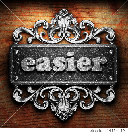 easier word of iron on wooden background 14554159