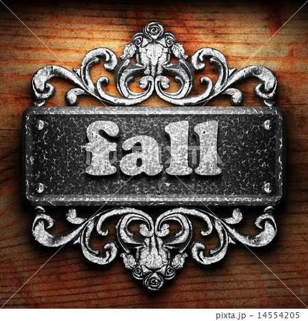 fall word of iron on wooden background fall word of iron on wooden background 14554205