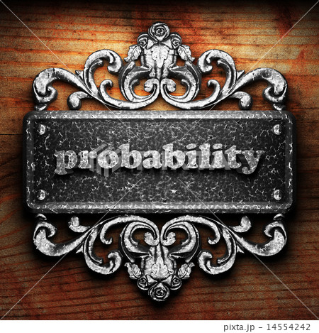 probability word of iron on wooden background 14554242