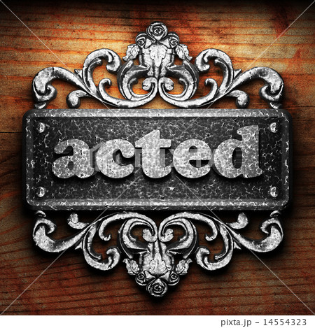 acted word of iron on wooden background 14554323