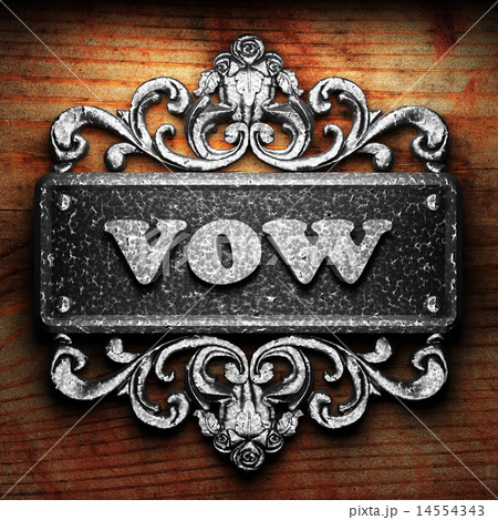 vow word of iron on wooden background 14554343