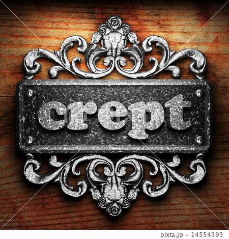 crept word of iron on wooden background crept word of iron on wooden background 14554393