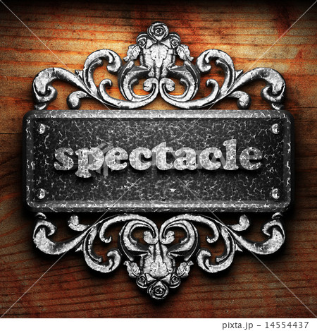 spectacle word of iron on wooden background 14554437