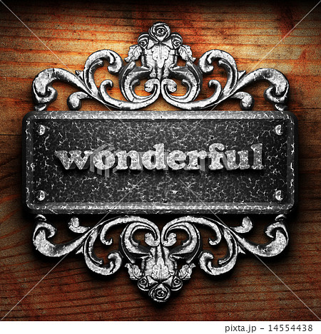wonderful word of iron on wooden background 14554438