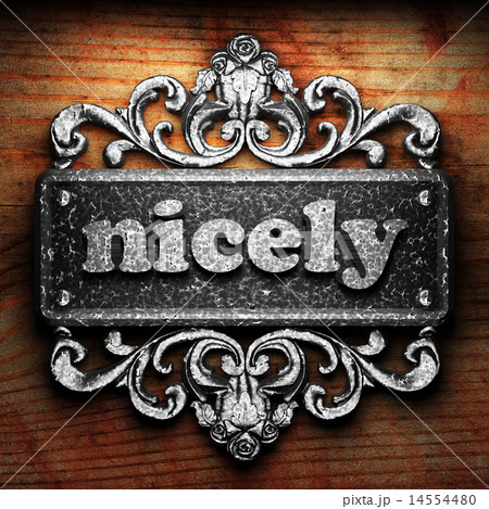 nicely word of iron on wooden background nicely word of iron on wooden background 14554480