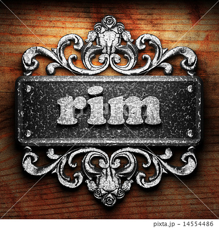 rim word of iron on wooden background 14554486