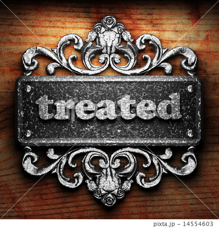 treated word of iron on wooden background treated word of iron on wooden background 14554603