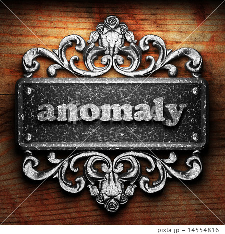 anomaly word of iron on wooden background 14554816