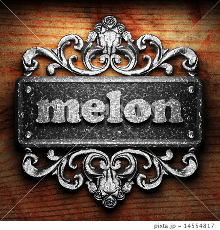 melon word of iron on wooden background 14554817