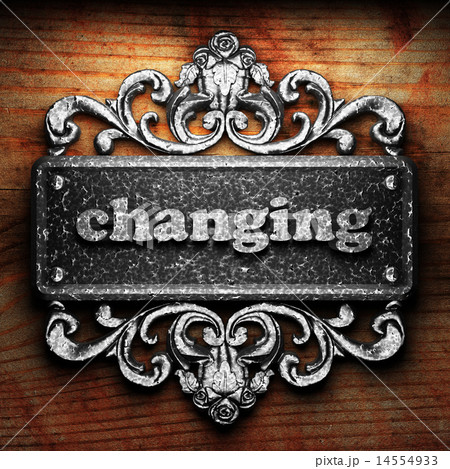 changing word of iron on wooden background 14554933