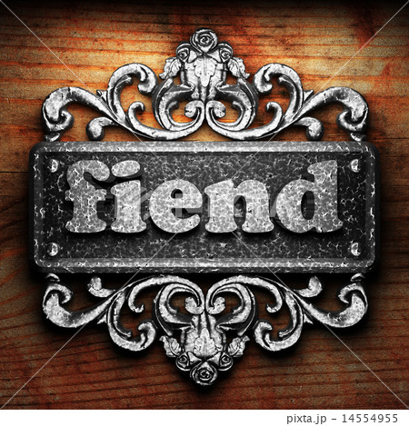 fiend word of iron on wooden background fiend word of iron on wooden background 14554955