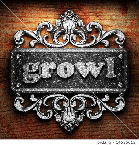 growl word of iron on wooden background 14555015