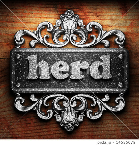 herd word of iron on wooden background herd word of iron on wooden background 14555078