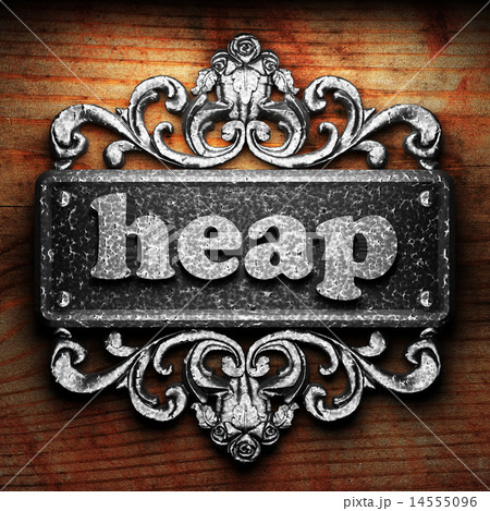 heap word of iron on wooden background 14555096