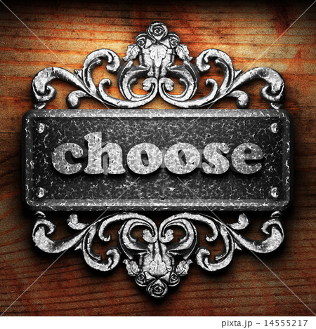 choose word of iron on wooden background 14555217