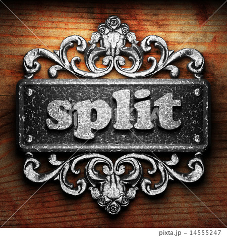 split word of iron on wooden background 14555247