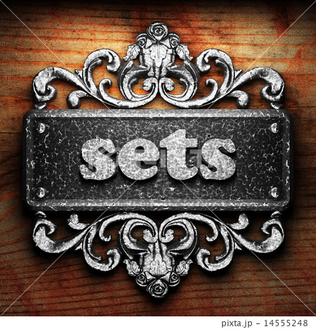 sets word of iron on wooden background 14555248