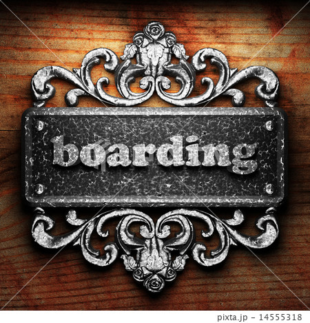 boarding word of iron on wooden background 14555318