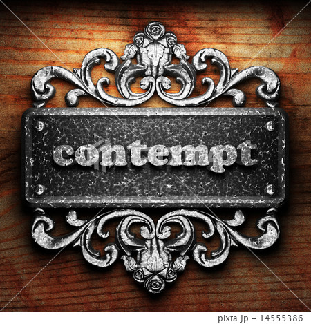 contempt word of iron on wooden background contempt word of iron on wooden background 14555386