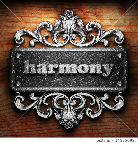 harmony word of iron on wooden background 14555698