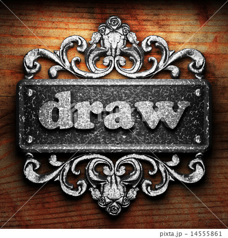 draw word of iron on wooden background 14555861
