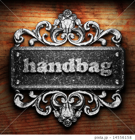 handbag word of iron on wooden background handbag word of iron on wooden background 14556158