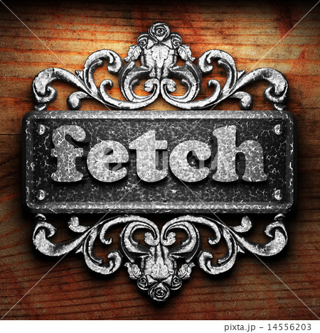 fetch word of iron on wooden background 14556203