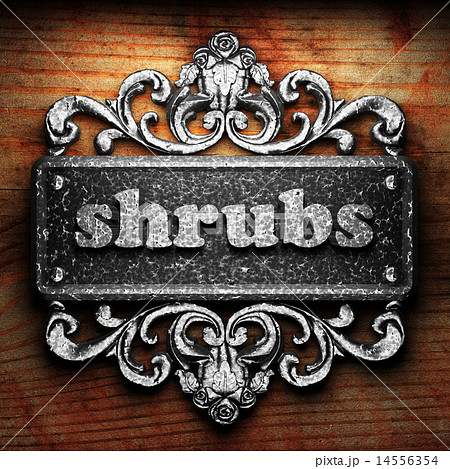 shrubs word of iron on wooden background shrubs word of iron on wooden background 14556354