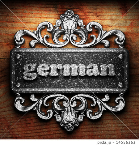 german word of iron on wooden background 14556363