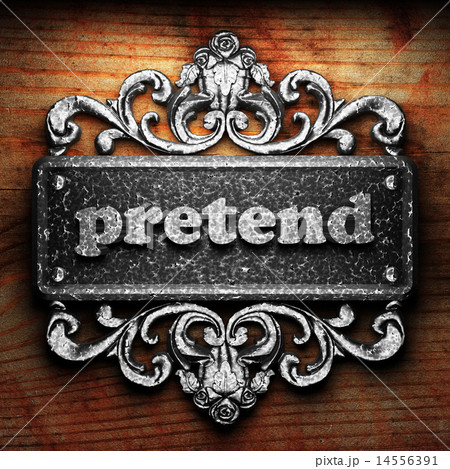 pretend word of iron on wooden background 14556391