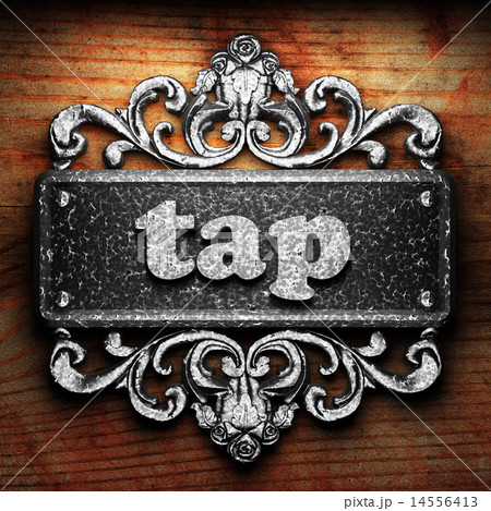 tap word of iron on wooden background tap word of iron on wooden background 14556413