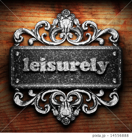 leisurely word of iron on wooden background 14556888