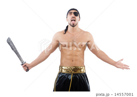 Man in pirate costume in halloween concept Man in pirate costume in halloween concept 14557001