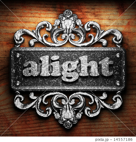 alight word of iron on wooden background 14557186