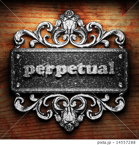 perpetual word of iron on wooden background 14557288