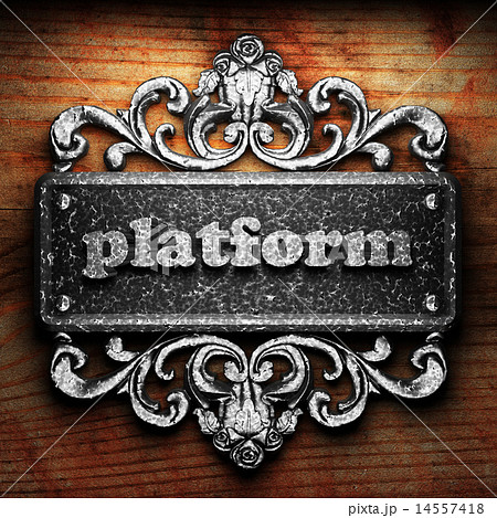 platform word of iron on wooden background platform word of iron on wooden background 14557418
