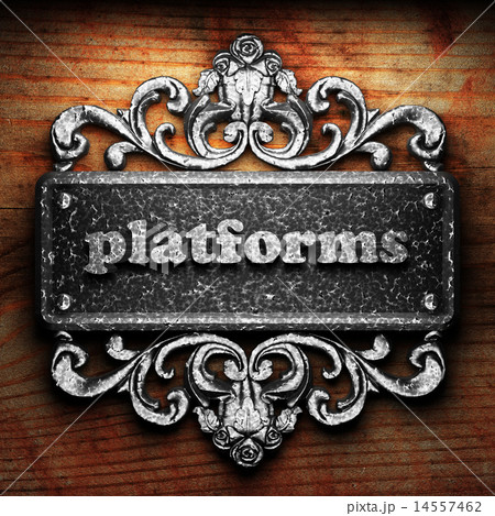 platforms word of iron on wooden background platforms word of iron on wooden background 14557462