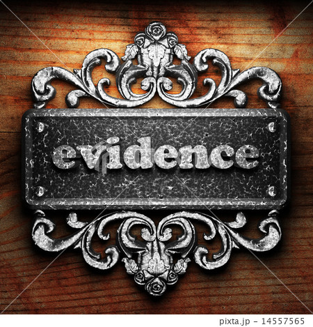 evidence word of iron on wooden background evidence word of iron on wooden background 14557565