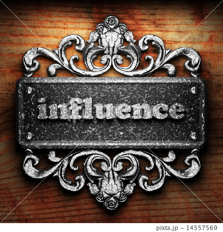 influence word of iron on wooden background 14557569