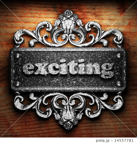 exciting word of iron on wooden background 14557781