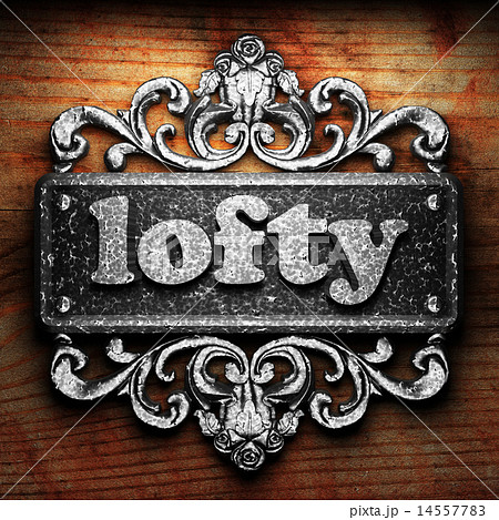 lofty word of iron on wooden background lofty word of iron on wooden background 14557783