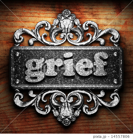 Grief Word Of Iron On Wooden Background Stock Illustration