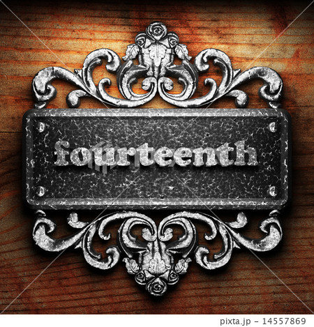 fourteenth word of iron on wooden background fourteenth word of iron on wooden background 14557869