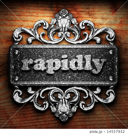 rapidly word of iron on wooden background 14557932