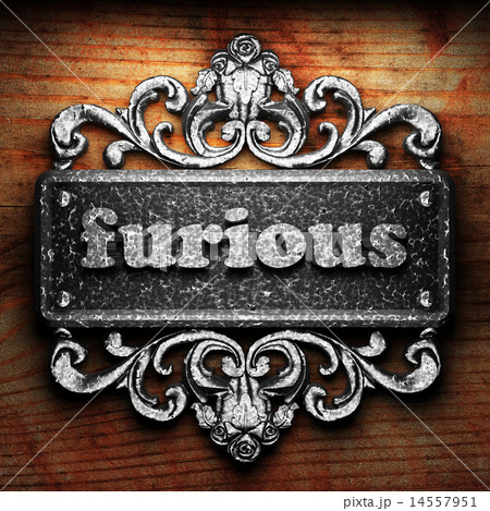 furious word of iron on wooden background furious word of iron on wooden background 14557951