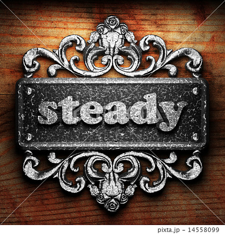 steady word of iron on wooden background steady word of iron on wooden background 14558099